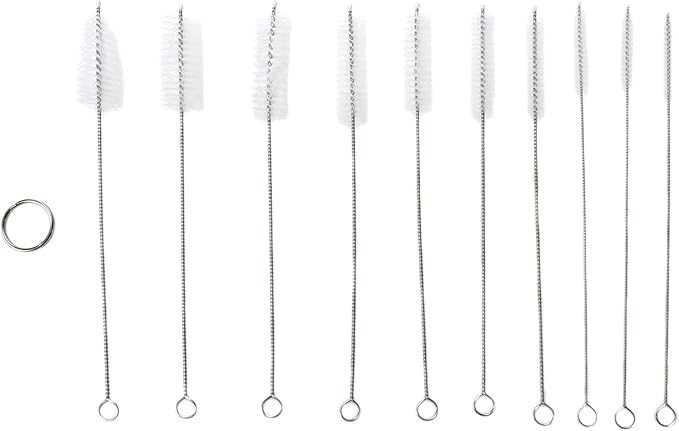 20Pcs 10 Sizes Humidifier Brush Cleaner Bottle Brush Small Diameter Drinking Straw Cleaning Brush,Black and White