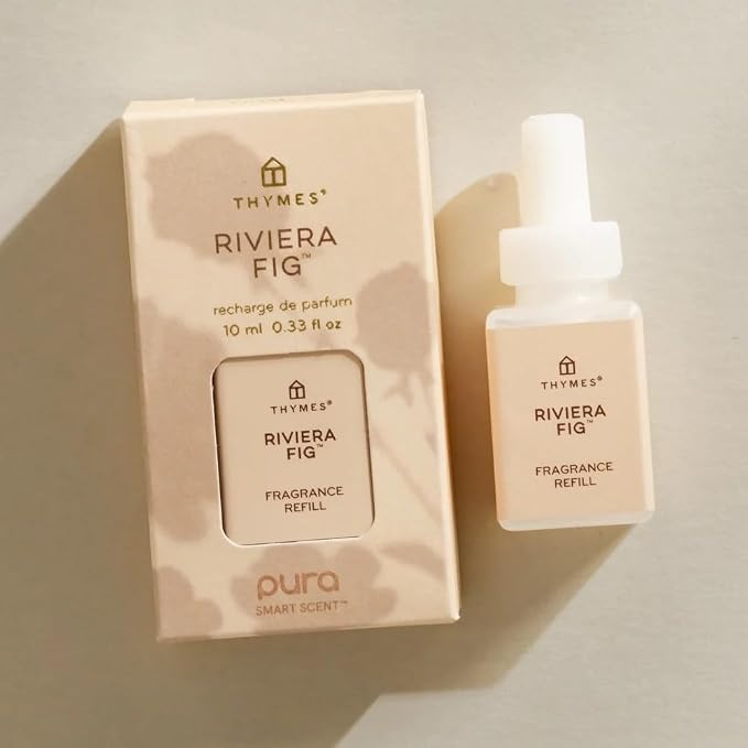 Thymes Pura Diffuser Refills – Bundle of 2 Pura Refills – for Use in Scent Diffusers for Home – Home Fragrance Products – Scented with Blood Orange, Peach & Fig (Riviera Fig, Pack of 2)