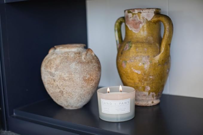 Sand + Paws Scented Candle - Apple Cider - Additional Scents and Sizes –Luxurious Air Freshening Jar Candles Neutralize pet Odors and Enhance Home décor – 100% Cotton Lead-Free Wicks - 12 oz