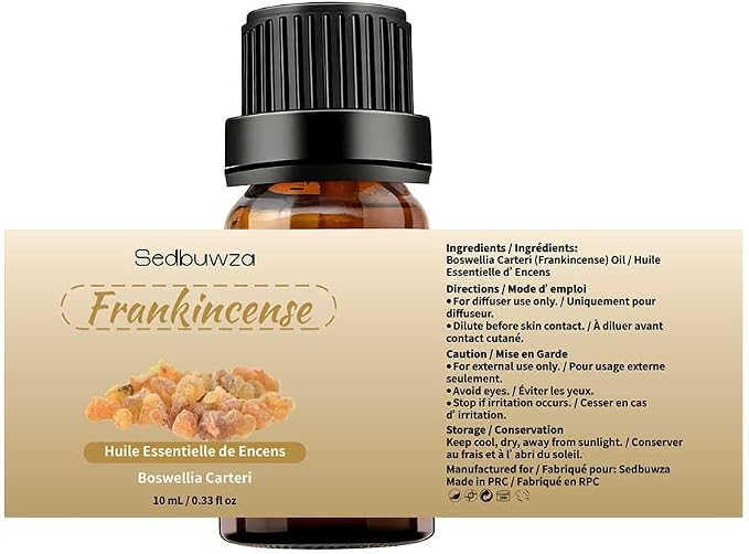 Sedbuwza Frankincense Essential Oil 10ml, Pure Frankincense Fragrance Oil for Diffuser, Aromatherapy, Humidifier, Soap & Candle Making, DIY Home Fragrance
