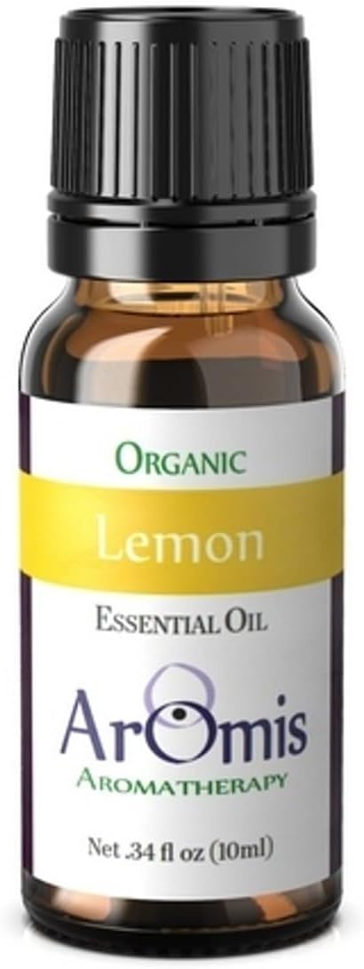 ArOmis Organic Lemon Essential Oil - 100% Pure Therapeutic Grade - Undiluted, Premium Oil - 150 Micron Filtered, Perfect for Aromatherapy Diffusers (10ml / .34 fl oz)