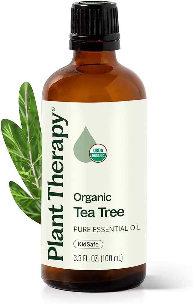 Plant Therapy Organic Tea Tree Oil (Melaleuca) 100% Pure, USDA Certified Organic, Undiluted, Natural Aromatherapy, Therapeutic Grade 100 mL (3.3 oz)
