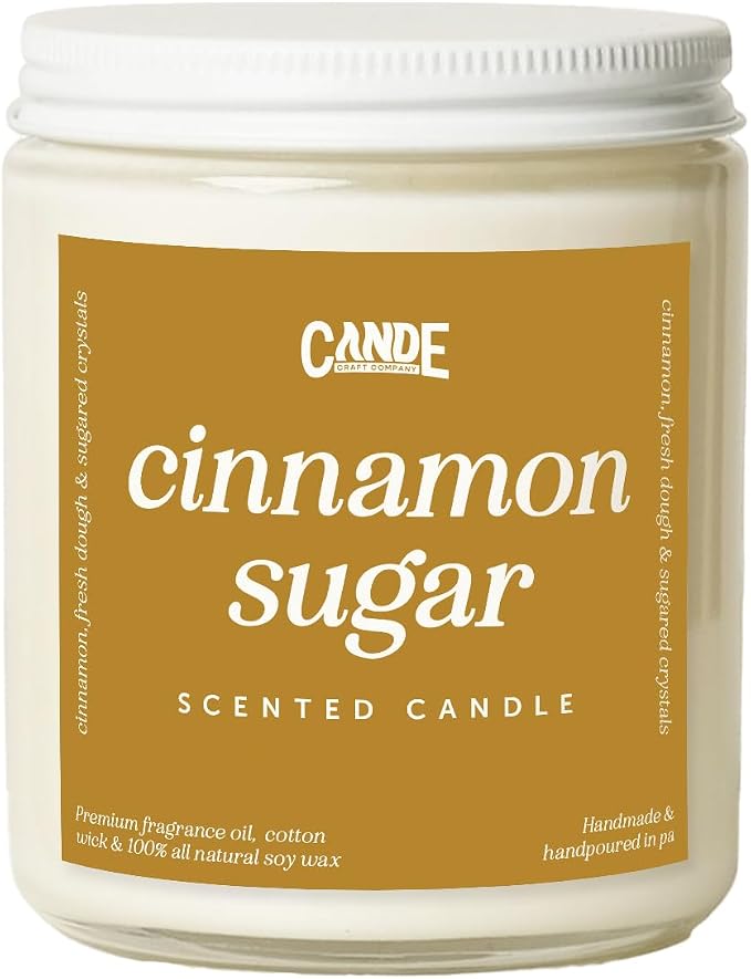 Scented Soy Wax Candle for Home, Luxury Scented Soy Jar Candle, Hand Poured in The USA, Highly Scented & Long Lasting for Home, Mom, Women, Birthday Gift (Cinnamon Sugar)