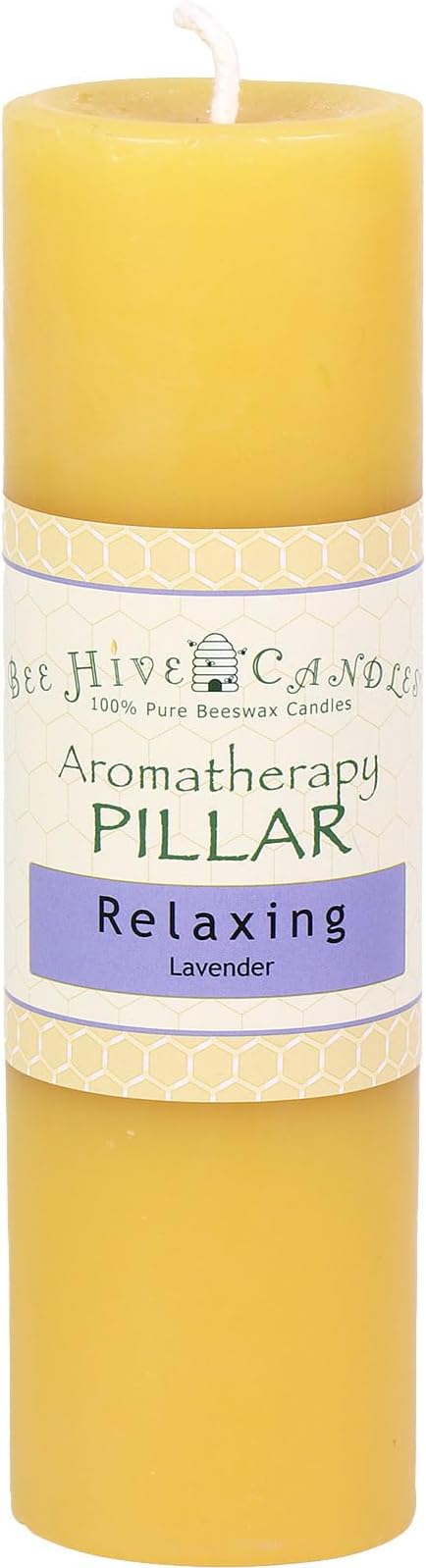 Bee Hive Candles 100% Pure Beeswax Aromatherapy Pillar Candle (2" x 6", Relaxing)