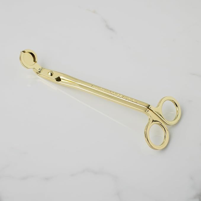 Lollia Essential Luxuries Wick Trimmer, Golden Candle Accessory Embossed with “All Things Beautiful”, Elegant Candle Wick Cutter, Candle Scissors for Longer Burn & Clean Candle