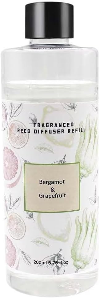 Scent Diffuser Oil Refill | 6.76 fl oz(200ml) Home Fragrance Defusers | Scented Aroma Essential Oil Reed Diffuser Bergamot&Grapefruit 200ml