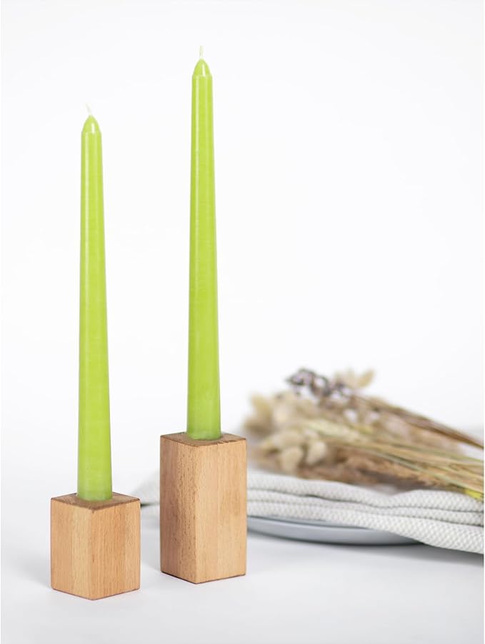 CANDWAX 12 inch Taper Candles Set of 4 - Dripless and Smokeless Candles Unscented - Slow Burning Candle Sticks - Olive Candle Taper