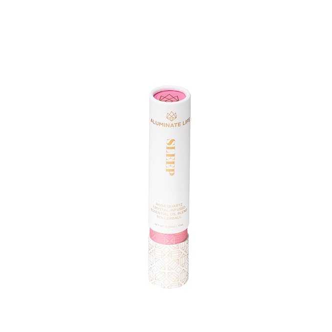 Essential Oil Rollerball - Sleep, 0.34 oz – Rose Quartz Crystal Infused Roll On with Rose, Lavender & Vanilla – Aromatherapy Blend, Vegan, Made in USA, Gift Ready
