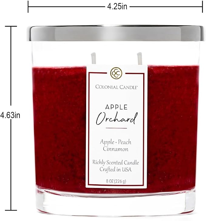Colonial Candle Apple Orchard Scented Candle Jar, Highly Fragranced Candles for Home Scented, Mottled Wax Candle, 2 Wick, 8 oz - Made in the USA