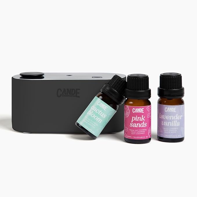 CE CRAFT Waterless Travel Diffuser Gift Set - Rechargeable Diffuser for Aromatherapy - Includes 3 Fragrance Oils - Fragrance Dispenser for Office and Home - Floral,Black