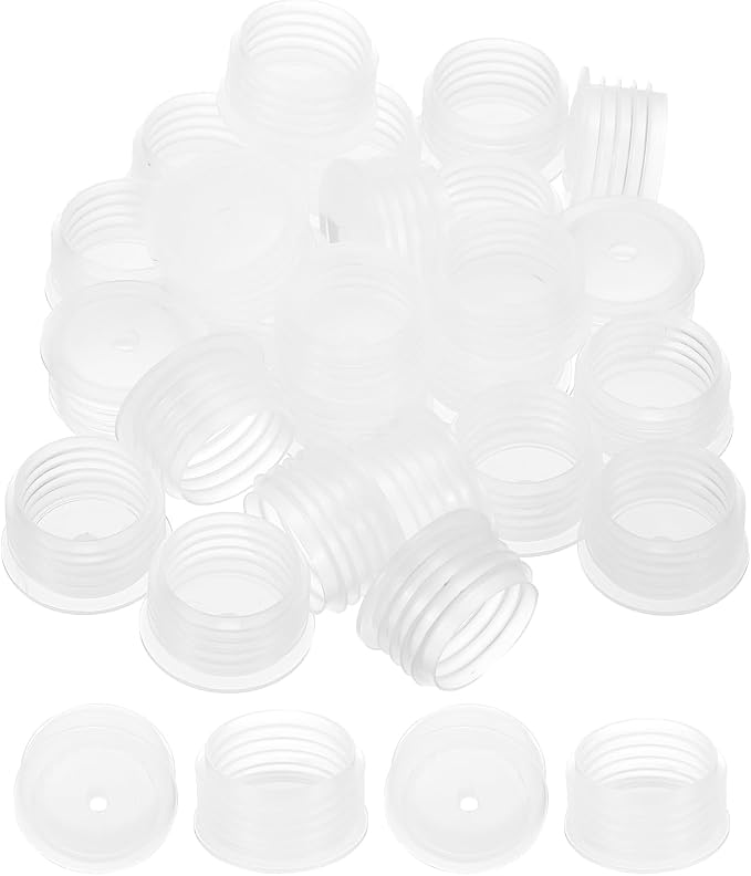 PATIKIL Bottle Adapter 0.94"/24mm Press in Plugs Clear 25Pcs, 0.17" Hole | for Oral Dispenser Liquid Oil Plastic Glass Bottles Stopper
