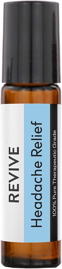 Headache Relief Essential Oil Roll-On by Revive Essential Oils - 100% Pure Therapeutic Grade, for Diffuser, Humidifier, Massage, Aromatherapy, Skin & Hair Care