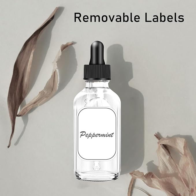 Bumobum 2 pack Dropper Bottle 2 oz, Clear Glass Eye Dropper Bottles for Essential Oils with Labels and Funnel, Leakproof Tincture Bottles with Measured dropper