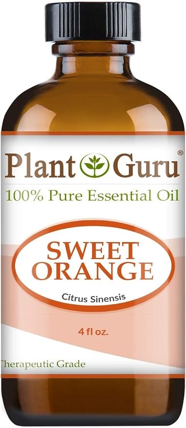 Sweet Orange Essential Oil 4 oz 100% Pure Undiluted Therapeutic Grade Citrus Sinensis, Cold Pressed from Fresh Orange Peel, Great for Aromatherapy Diffuser, Relaxation and Calming, Natural Cleaner.
