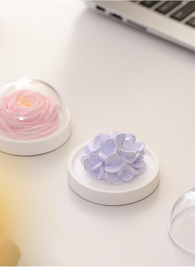 Essential Oil Passive Flower Diffuser -Non-Electric Peony Flower Porcelain Aromatherapy Diffusers for Small Mini Room, Desk Decorative, Bathroom (Purple, Hydrangea)