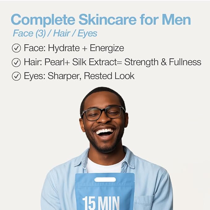 Naisture 15 Min Groom Me Kit Skincare Gift Set for Men – All-in-One Bundle with Hair, Face, & Eye Masks, Complete Grooming Self-Care Kit (5 pcs)