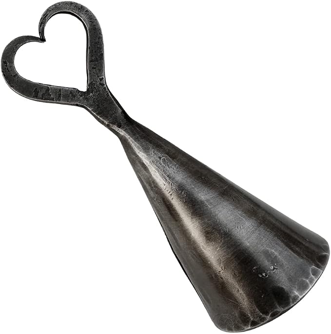 Hand Forged Heart Shape Metal Candle Snuffer - Wrought Iron Handmade Classic Look Black Antique Finish by Living Ideas