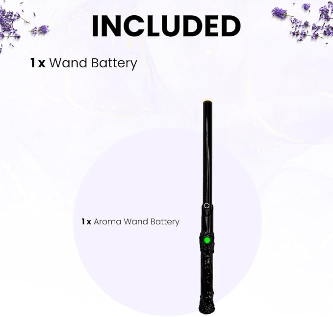 Rechargeable Aromatherapy Wand Diffuser with Adjustable Thread Design, 12-Inch Slim Battery Stick for Pocket or Bag, Includes Storage Box, Sleek Wellness Gift for Travel, Office or Daily Use (Black)