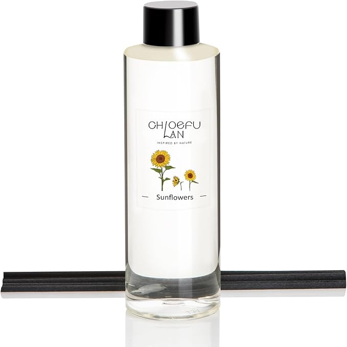 Sunflowers Scented Oil Diffuser Refill 200ml/6.76 fl oz Air Freshener with Natural Essential Oils，Floral Fruity Scent, Daisy-Inspired Long-Lasting Diffuser Oil, Home & Bathroom Decor