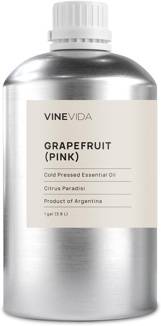 VINEVIDA Pink Grapefruit Essential Oil - Gallon Grapefruit Oil Undiluted - Bulk Gallon Essential Oil Soap Making Safe Skin - DIY Candle Scents Candlemaking Scents - 8 lbs Grapefruit Oil 3948.87 ml