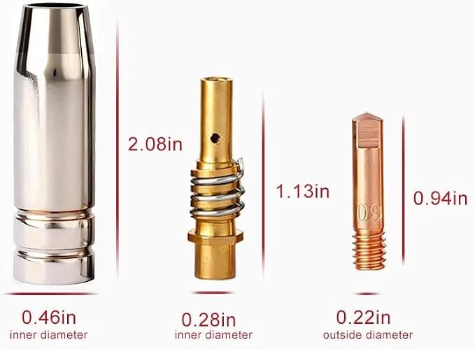 25PK Contact tip Nozzle .030 Parts diffuser kit fits Vulcan OmniPro 220 MIGMax 140 215 63616 63617 Welder & Titanium Unlimited 200 MIG170 / MIG140 57862 64804 64805 Welder MIG Gun (25PK Nozzle .030)