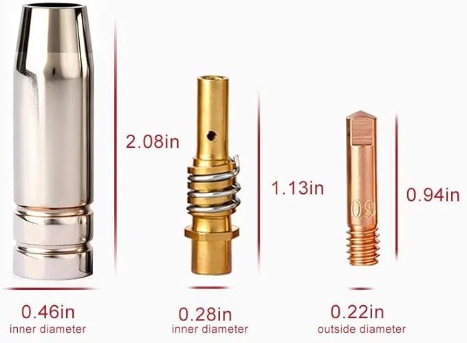 25PK Contact tip Nozzle .023 Parts diffuser kit fits Vulcan OmniPro 220 MIGMax 140 215 63616 63617 Welder & Titanium Unlimited 200 MIG170 / MIG140 57862 64804 64805 Welder MIG Gun (25PK Nozzle .023)