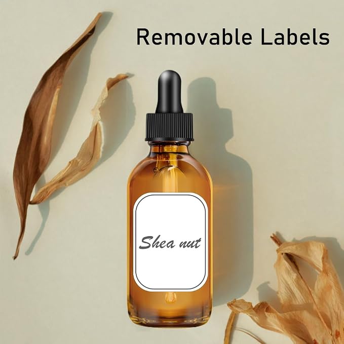 Bumobum 2 oz Clear and Amber Bottle, 2 pack Glass Dropper Bottles for Essential Oils Bottles with Funnel, Labels and Measured Dropper - Leakproof Lap dispensing