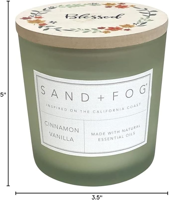 Sand + Fog Scented Candles - Cinnamon Vanilla - Additional Scents and Sizes - 3 Wicks 100% Cotton Lead-Free - Luxury Air Freshening Jar Candles - Perfect Home Decor - 21 oz