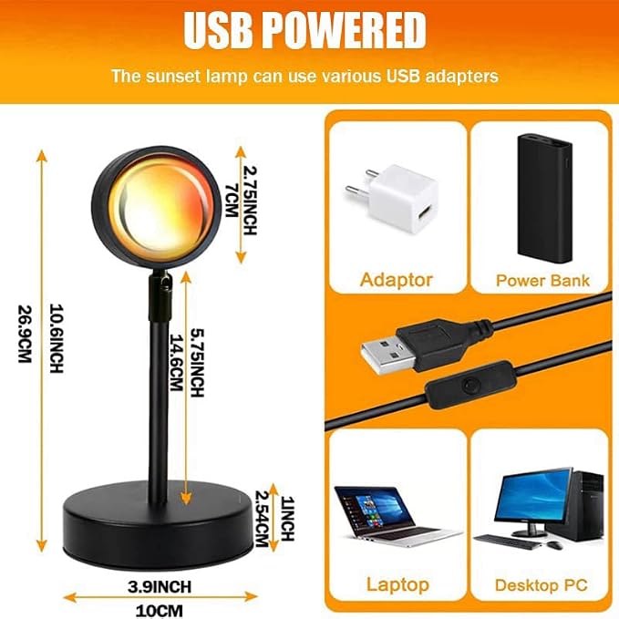JIMEI Sunset Lamp Projector Led Lights for Bedroom Night Light RGB Lights Sun Sunlight Sunrise Lamp Mood Lighting Home/Room Decor Gifts for Women,Tabletop Multicolor