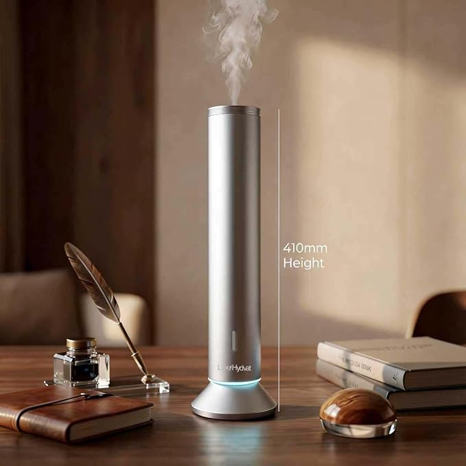 Waterless Essential Oil Diffuser, Smart App Controlled Scent Diffuser for Large Room, Covers Up to 4000 Sq Ft, Quiet Aroma Diffuser for Home Hotel Office,360° Ambient Light (Silver, Desktop)