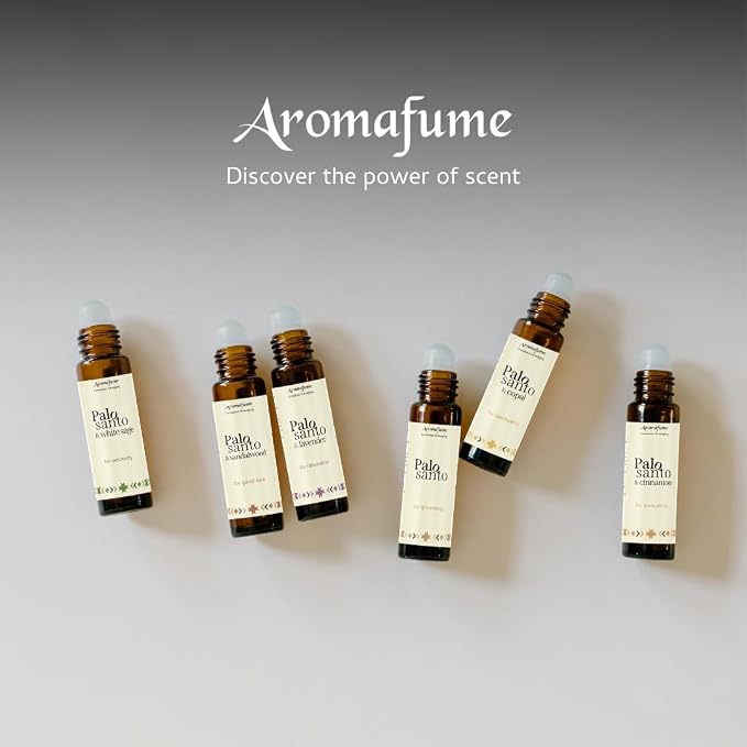 Palo Santo & Cinnamon Essential Oil Roll-On by Aromafume | 1 x 10ml / 0.33 fl oz | Aromatherapy Oils | Natural Roll On Perfume | Spiritual Meditation Accessories