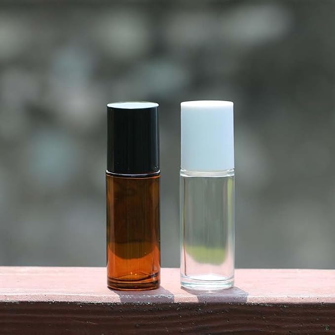 2Pcs Brown 30ml Glass Essential Oil Roller Bottles Refillable Roll on Bottles Empty Deodorant Bottle Containers Rollerball Beauty and Personal Care Tools for Fragrance Cosmetics