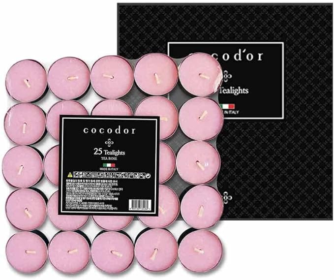 Cocod'or COCODOR Scented Tealight Candles/Tea Rose / 100 Pack / 4-5 Hour Extended Burn Time/Made in Italy, Cotton Wick, Scented Home Deco, Fragrance, Mother's Day