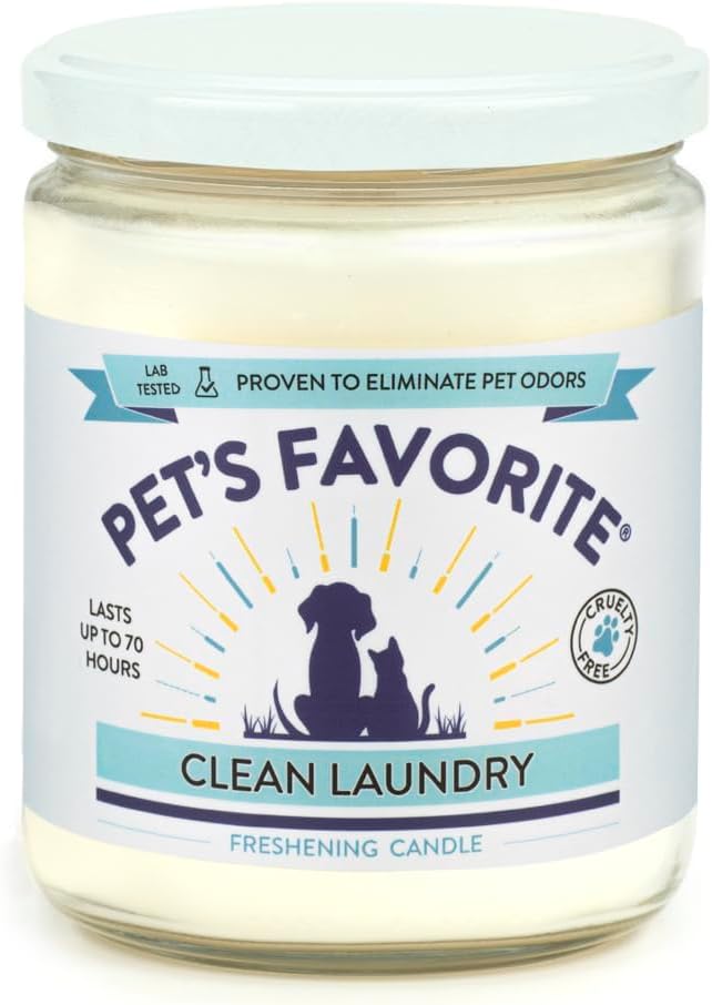 Pet's Favorite Pet Odor Candle, Clean Burning, Long Lasting Scented Candles with a Cotton Wick. (Clean Laundry/Lemon Zest, Pack of 2)