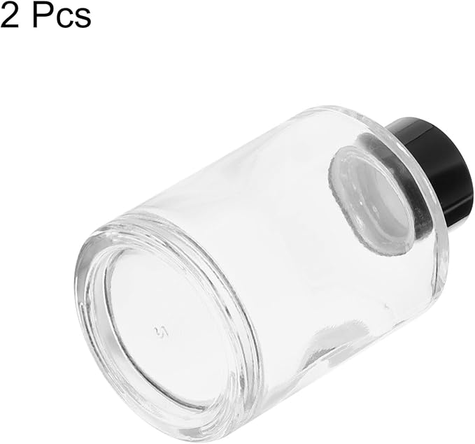 HARFINGTON 2pcs 80ml/2.7oz Empty Glass Diffuser Bottle 3.4" x 2" Refillable Fragrance Accessories Aromatherapy Jar Container for Replacement Reed Diffuser DIY Home Bathroom Transparent