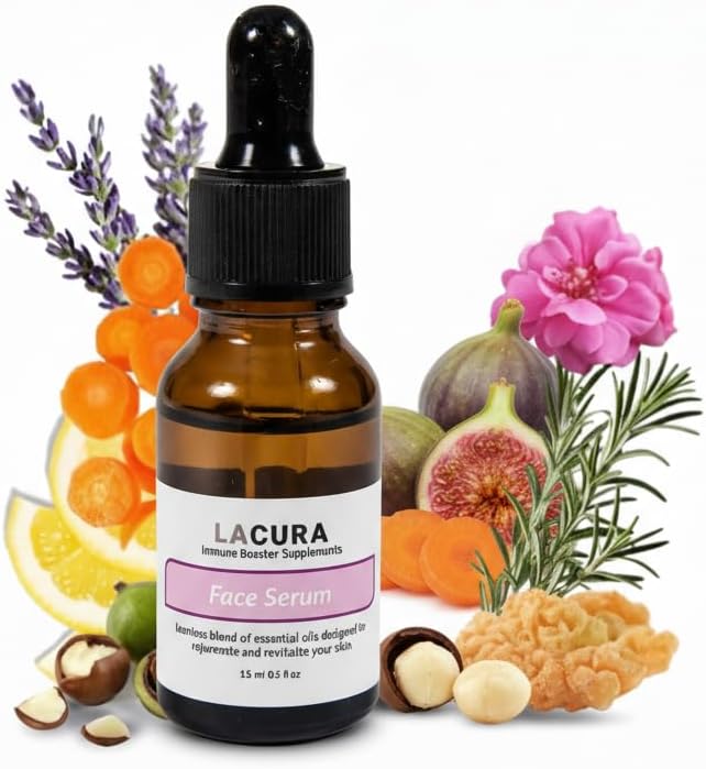 Lacura Therapeutic Face Oil with Vitamin E & Organic Jojoba - Natural Anti-Aging Facial Serum with Essential Oils for Mature Skin - Hydrating for Wrinkles & Dry Skin, 15ml