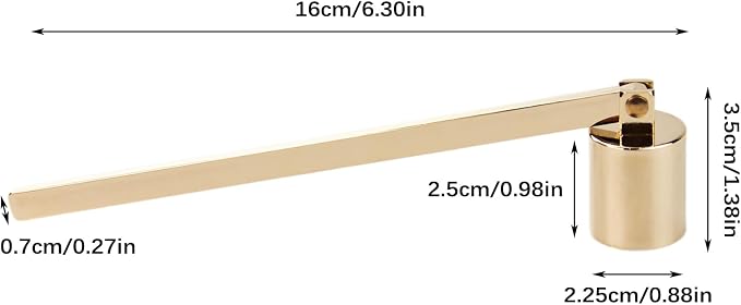 Candle Snuffer, Stainless Steel Elegant Candle Extinguisher with Long Handle, Straight Tube Candlesnuffers Extinguish for Tea Light Candles Fireplace Church Wedding Candle (K Gold)