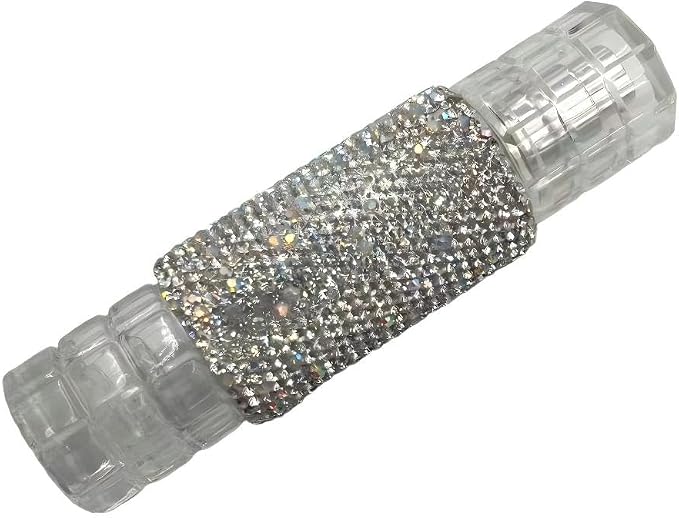 Luxury Rhinestone 30ML Refillable Perfume Bottle – High-End Portable Large Capacity Glass Spray Bottle with Aluminum Atomizer (Silver)