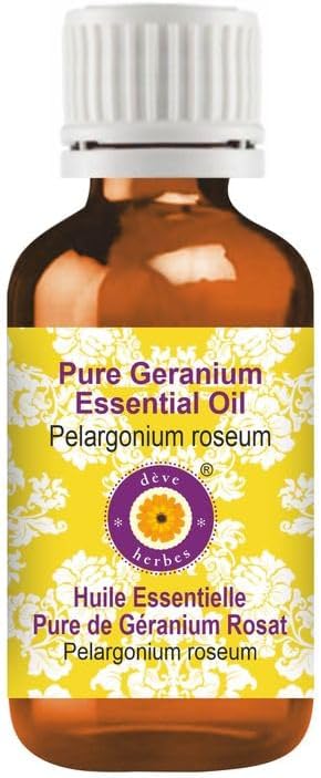 Deve Herbes Pure Geranium Essential Oil (Pelargonium graveolens) Steam Distilled 5ml (0.16 oz)