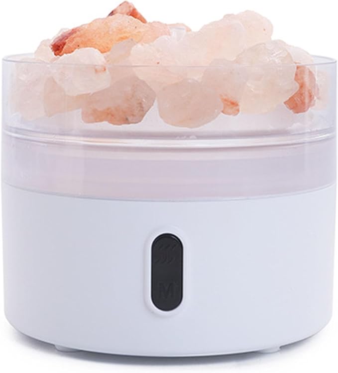 Salt Stone Lamp Diffuser Humidifier, 7 Colorful Light Intelligent Aromatherapy Mist Humidify Machine USE Charging Suitable for Office Desktop Home Bedroom Car