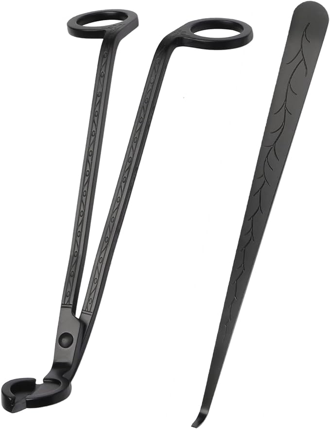 SUMAJU 2 in 1 Candle Accessory Set - Wick Trimmer & Dipper, Stainless Steel Cutter Scissor for Candle Lovers (Black)