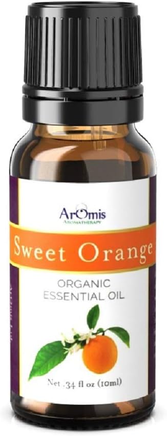 ArOmis Organic Sweet Orange Essential Oil - 100% Pure Therapeutic Grade - 10ml, Undiluted, Premium, Oils Perfect for Aromatherapy 0.34 fl oz