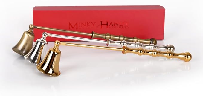 Luxury Candle Snuffer Accessory - Brass Design - Safely Extinguish Candle Flames - Home Decor and Gift for Candle Lover (Silver)