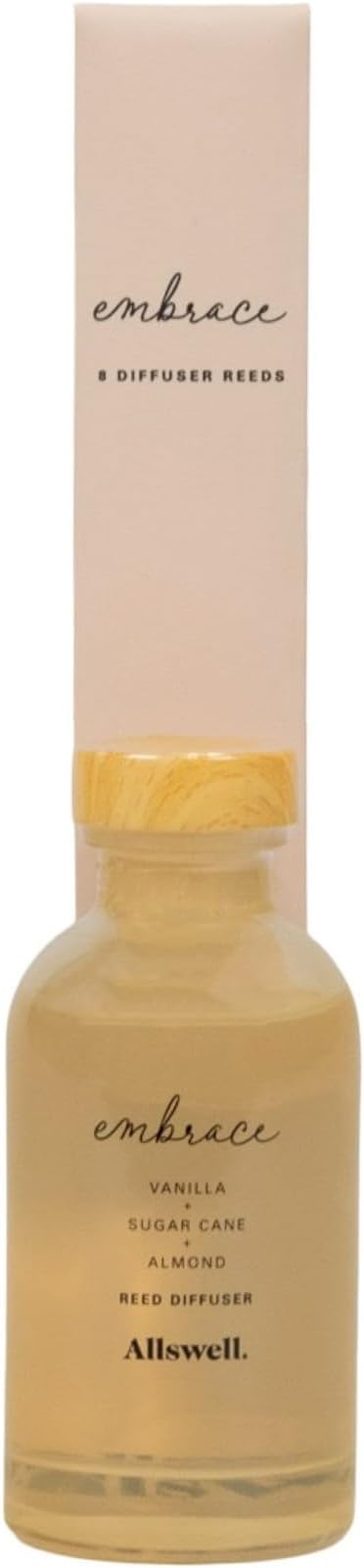 Scented Reeds Diffuser 3 fl oz (90mL) with 8 Synthetic Reeds (Embrace (Vanilla + Sugarcane + Almond))