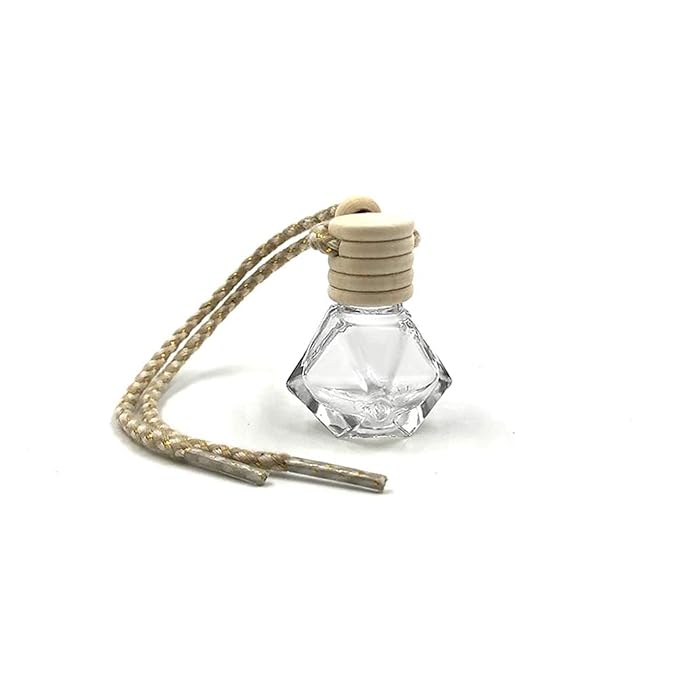 10 Packs Car Hanging Diffuser Empty Glass Perfume Bottles Air Freshener Diffuser Bottle Pendant Oil Fragrance Aromatherapy Bottle Ornament Decor (diamond)