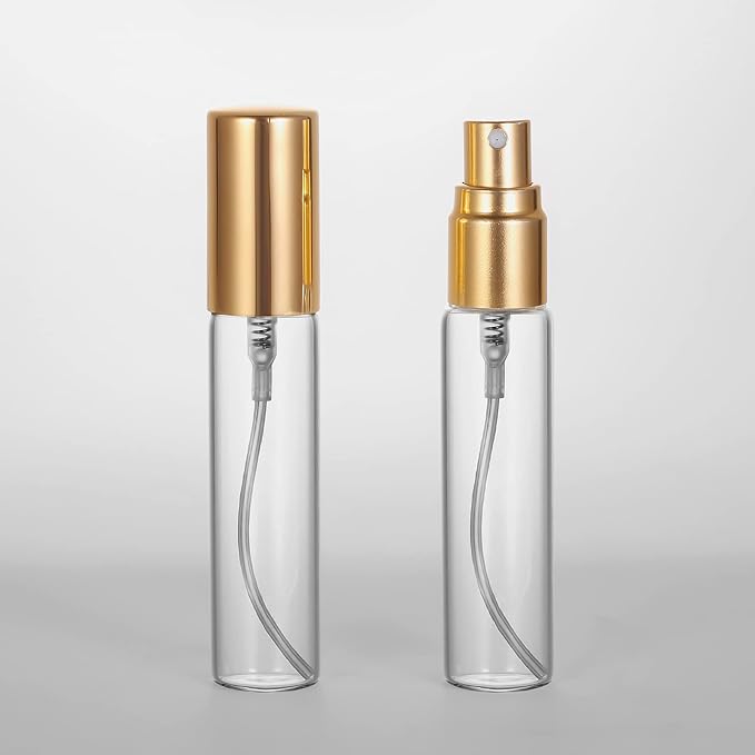 20 Pack Set 10ML Protable Refill Bulk Atomizer Spray Travel Perfume Bottle Hydrating Empty Bottle (Gold Caps)