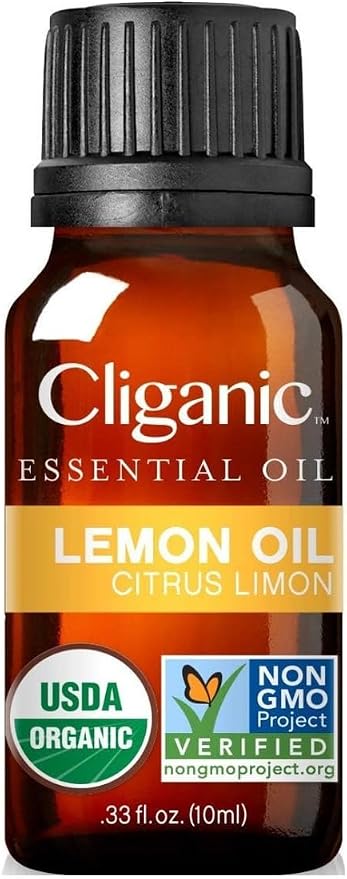 Cliganic USDA Organic Lemon Essential Oil, 100% Pure & Natural | Undiluted, for Aromatherapy, Household Cleaning | Non-GMO Verified