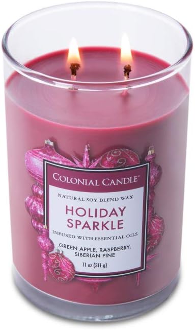 Colonial Candle Holiday Sparkle Scented Jar Candle, Classic Cylinders Collection, 2 Wick, Purple, 11 oz - Up to 80 Hours Burn (Pack of 2)