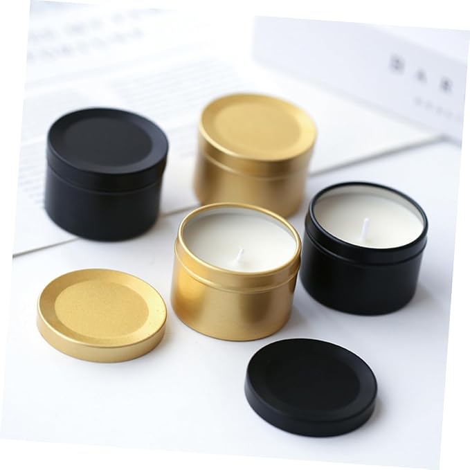 CORHAD 4pcs Aluminum Candle Jars for Candle Making Black Scented Containers Practical Storage for Solid and Liquid for Home Decor and Parties