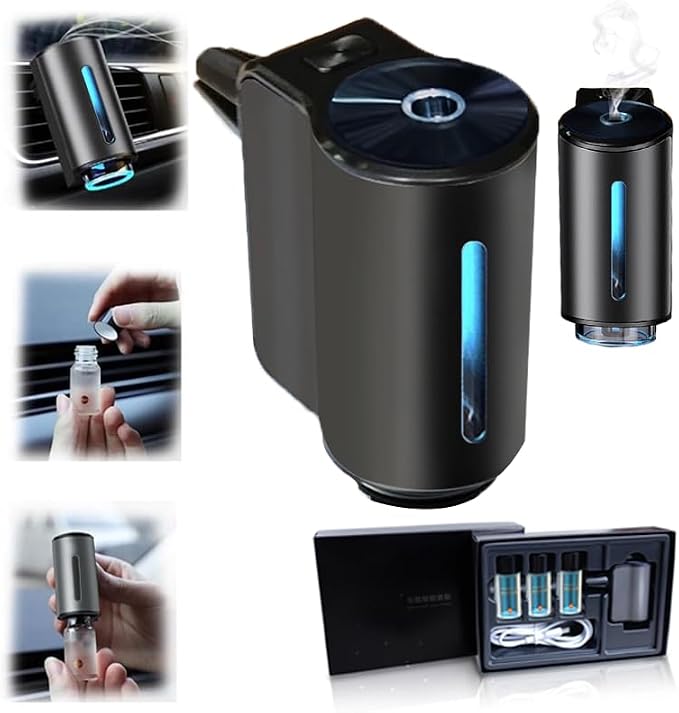Smart Car Air Freshener with Three Adjustable,2026 New Smart Car AirS Freshener Diffuser Long Lasting, Air Freshener Vent Clips for Car Office Home Bedroom (Diffuser+3Pcs Colognes)